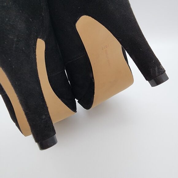 Adrienne Vittadini Suede Platform Heels Size 10M Black Shootie Booties Lace Up - Picture 8 of 13